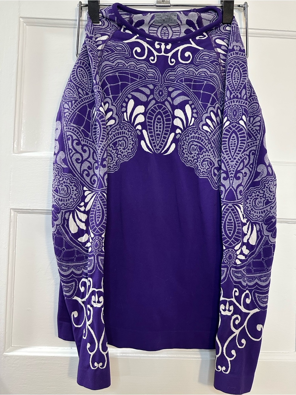 Women’s Athleta Purple Paisley Activewear Compression Long Sleeve Top